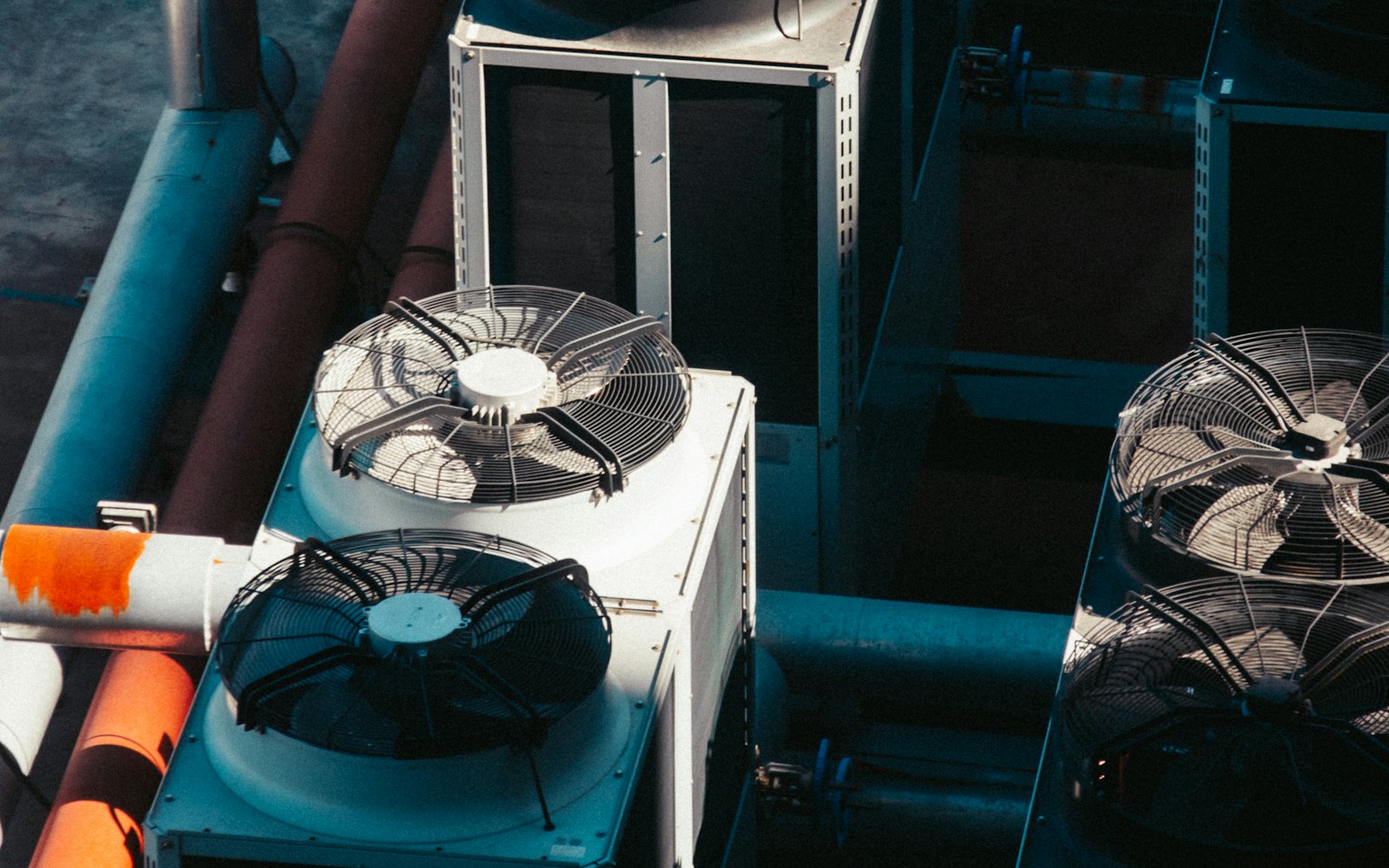 Row of outdoor air conditioning units