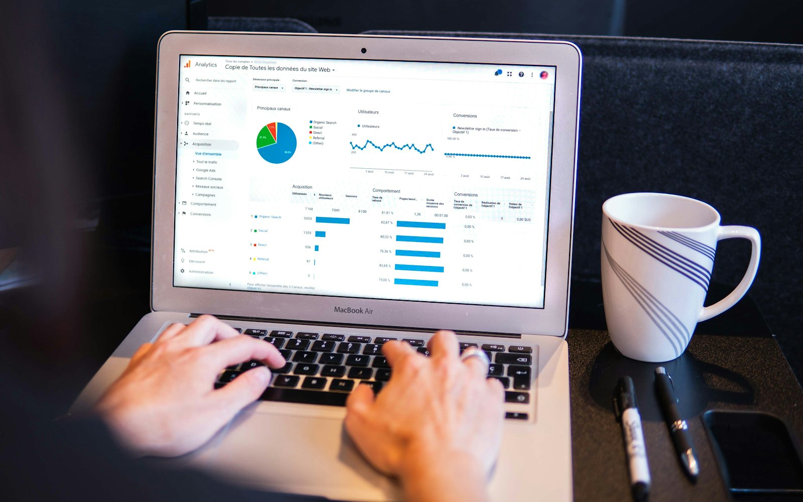 Person reviewing website analytics on a laptop
